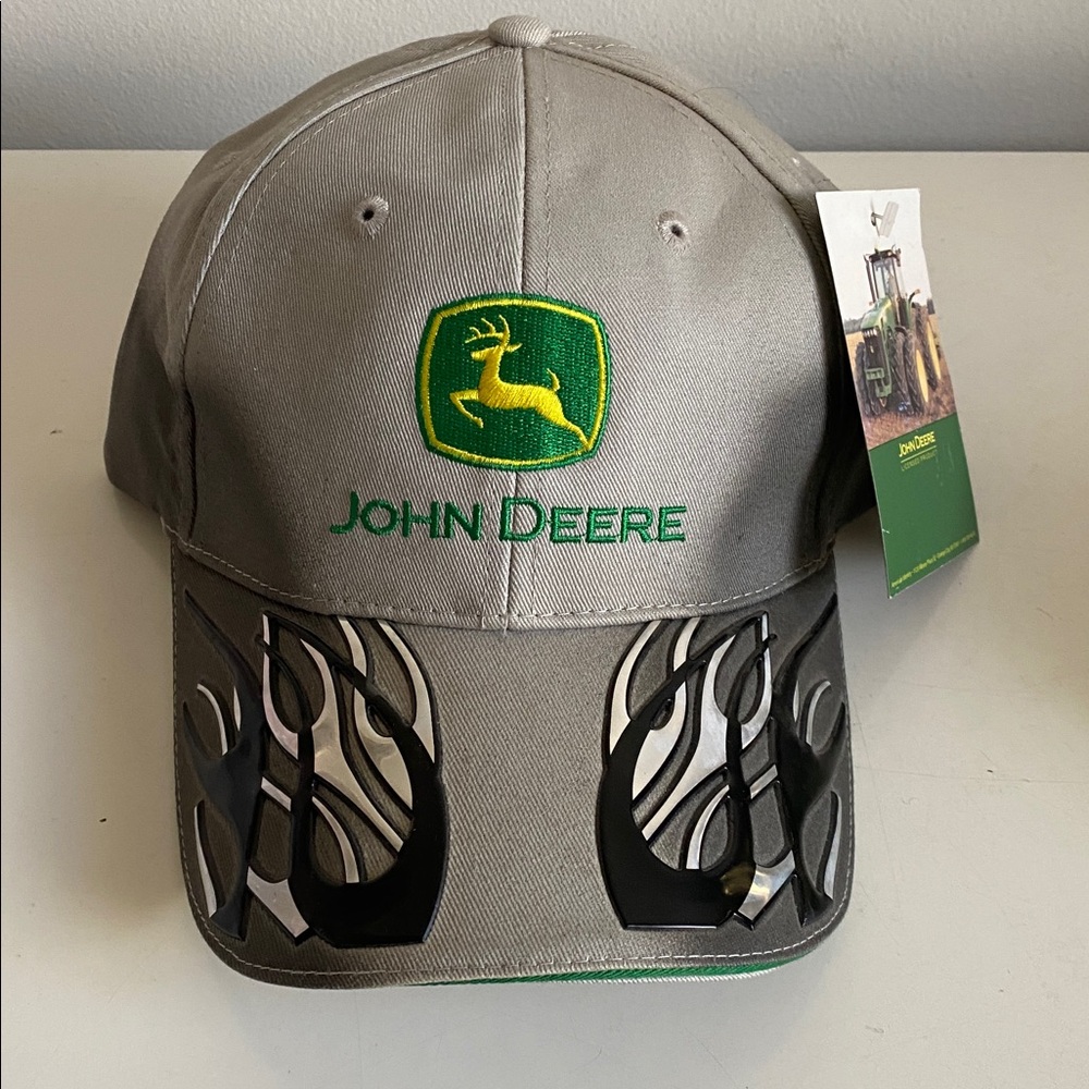 John Deere Gray & Navy Caps with Green and Yellow Logo - Picture 3 of 12